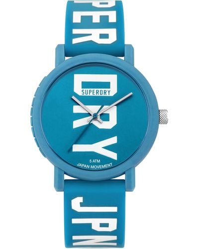 Superdry Erwachsene Analog Quarz Uhr mit Silikon Armband SYLSYL196UW - Blau