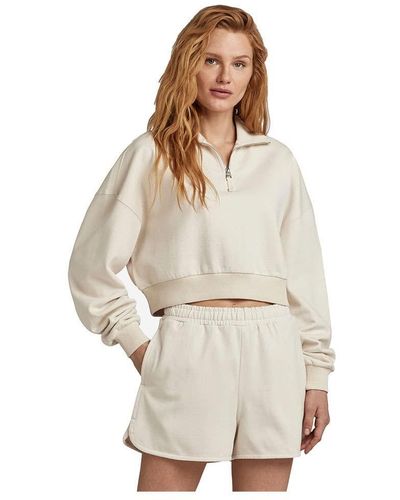 G-Star RAW Cropped Oose Fit Haf Zip Sweatshirt Woman - Natural