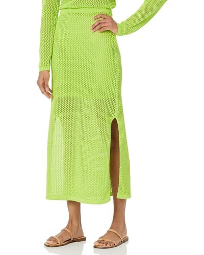 The Drop Halle Crochet Midi Skirt With Side Slit - Green