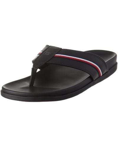 Tommy Hilfiger Leather Toe Post Sandal Flip-flops Leather - Black