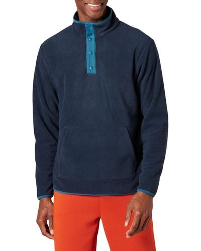 Amazon Essentials Polarfleece-Jacke mit Druckknopfverschluss vorne - Blau