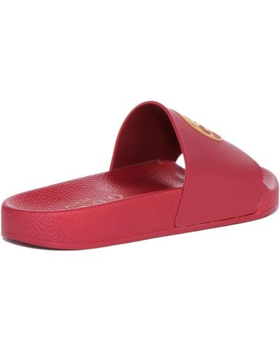 Guess 4g Logo Beach Slippers E2gz01 Bb00f Red Autumn Spice G599 - Pink