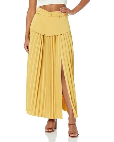 The Drop Passion Fruit Woven Pleated Skirt With Belt By @kass_stylz - Yellow