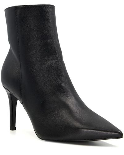 Dune Ladies Oliyah Stiletto-heel Leather Ankle Boots Size Uk 8 Stiletto Heel - Black