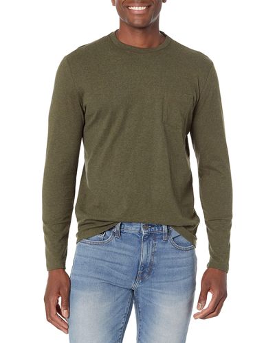 Amazon Essentials Slim-Fit Long-Sleeve T-Shirt with Pocket Camiseta - Verde