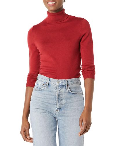 Amazon Essentials Classic-fit Lightweight Long-sleeve Turtleneck Sweater - Red