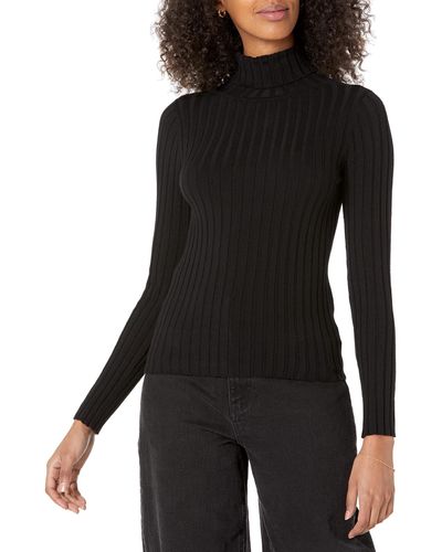 The Drop Amy Fitted Turtleneck Ribbed Sweater - Black