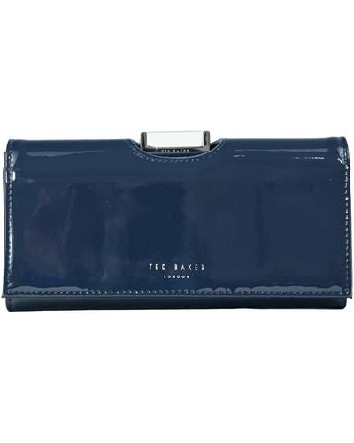 Ted Baker London Bitaas Large Bobble Matinee Purse Wallet In Navy Blue Patent Leather