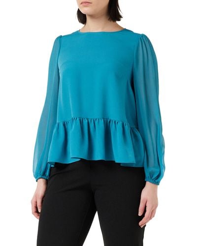 French Connection Crepe Light Georgett Peplum Top Blouse - Blue