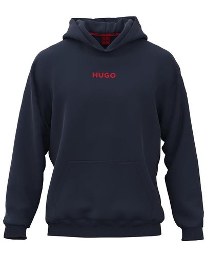 HUGO Linked Hoodie Loungew Sweatshirt - Blue