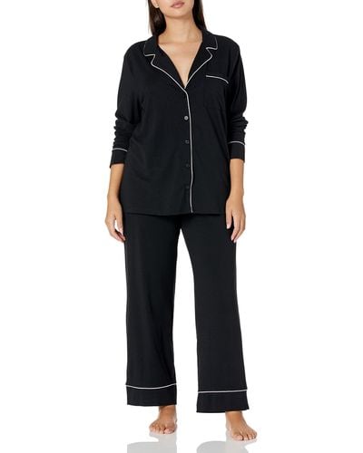 Amazon Essentials Cotton Modal Long Sleeve Shirt And Full Length Pant Pajama Set - Black