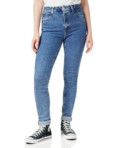Calvin Klein Jeans Vita Alta Skinny Jeans - Blu