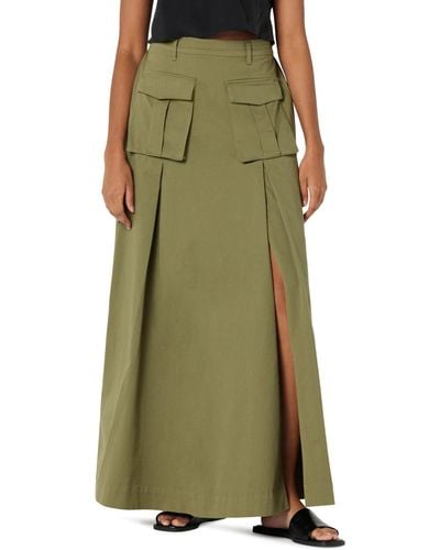 The Drop Cargo Maxi Skirt With Slit By @ieshathegr8 - Green
