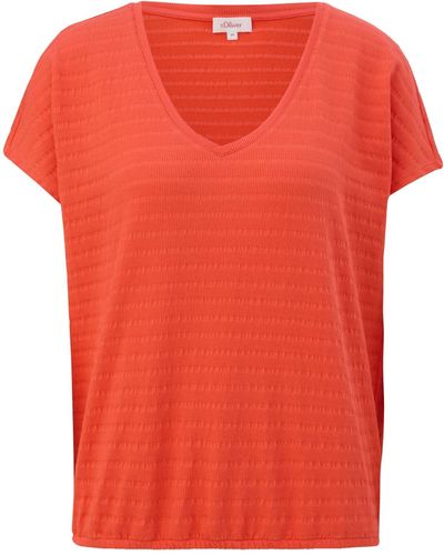 S.oliver T-Shirt mit Musterstruktur - Orange