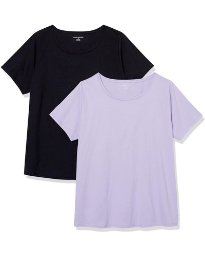 Amazon Essentials Plus Size 2-Pack 100% Cotton Short Sleeve Crewneck T-Shirt Donna - Viola