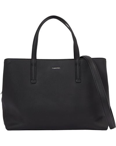 Calvin Klein Borsa Tote Bag Donna Ck Must Medium con Tasche Interne - Nero