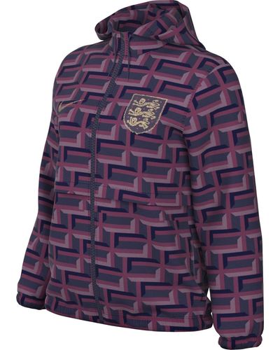 Nike England Damen Sportswear Esntl Rpl Woven JKT HD Veste - Violet
