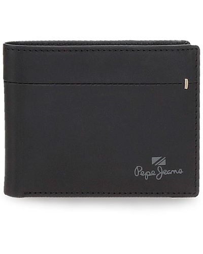 Pepe Jeans Staple Portefeuille Vertical avec Porte-Monnaie Noir 8,5 x 10,5 x 1 cm Cuir