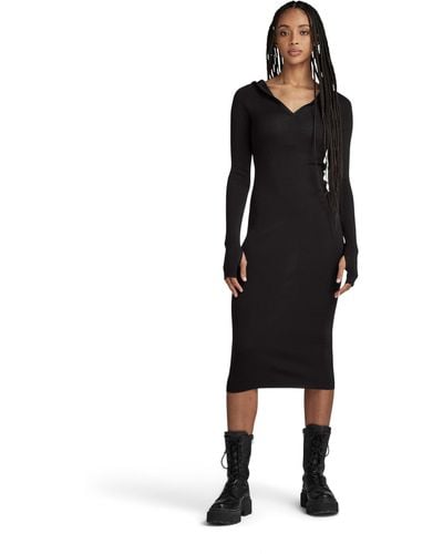 G-Star RAW Hooded Slim Knitted Dress - Black