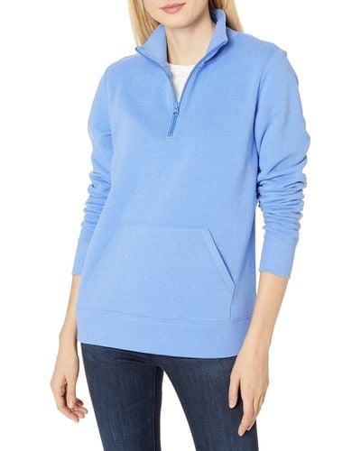 Amazon Essentials Long-Sleeve Lightweight French Terry Fleece Quarter-Zip Top Fashion-Sweatshirts - Blu
