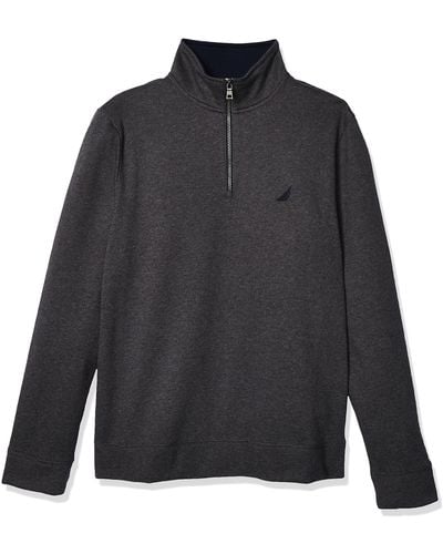 Nautica Solid 1/4 Zip Fleece Sweatshirt - Grau