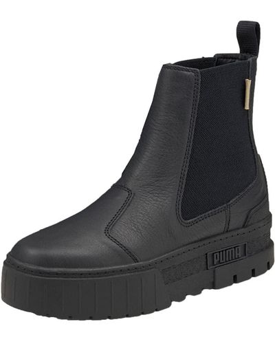 PUMA Womens Mayze punta rotonda Chelsea stivali caviglia tacco basso 1-2" - nero, Nero , 40 EU