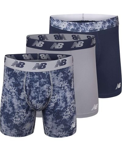 New Balance Big and Tall 6" Boxer Brief Fly Front with Pouch - Blau