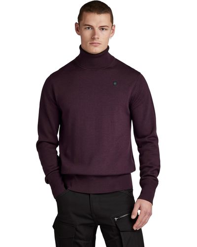 G-Star RAW Jersey Premium Core Turtle Knitted Para Hombre - Morado