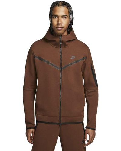 Nike Sportswear Cacao Wow/Black Tech Fleece Full-Zip Hoodie - Braun