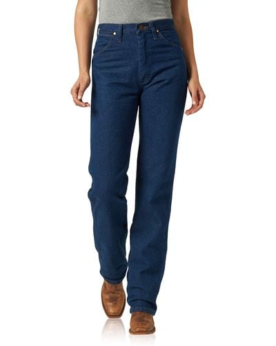 Wrangler Womens Cowboy Cut High Rise Slim Fit Tapered Leg Jean Prewash 0-36 - Blue