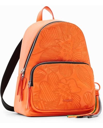 Desigual Small Embroidered Backpack - Orange
