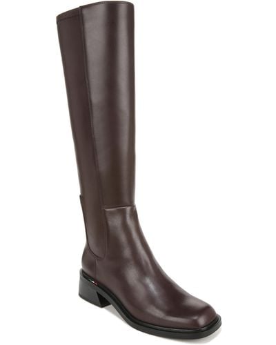 Franco Sarto S Giselle Wide Calf Flat Tall Boot Castagno Brown Stretch Leather 7.5 M