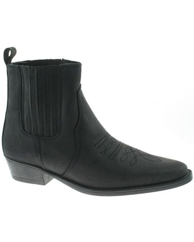 Wrangler S Leather Cowboy Boots Size Uk 7-12 Tex Mid Black Wm122981k-uk 9