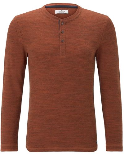 Tom Tailor T-Shirts/Tops Henley-Langarmshirt mit Waffelstruktur orange Dark Melange,L,24692,4556 - Braun