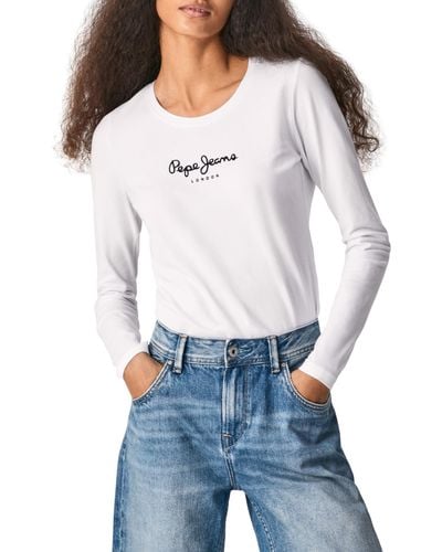 Pepe Jeans NEW VIRGINIA LS PL502755 Camiseta para Mujer - Blanco