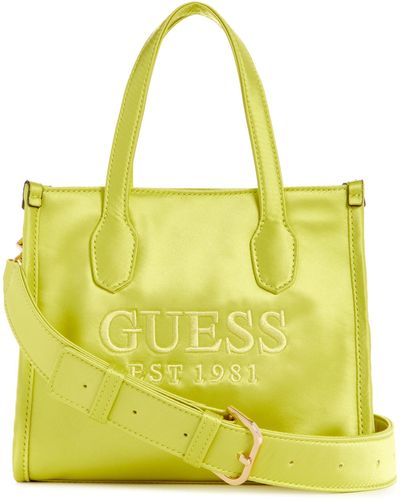 Guess Silvana 2 Compartment Mini Tote Xs Chartreuse - Geel