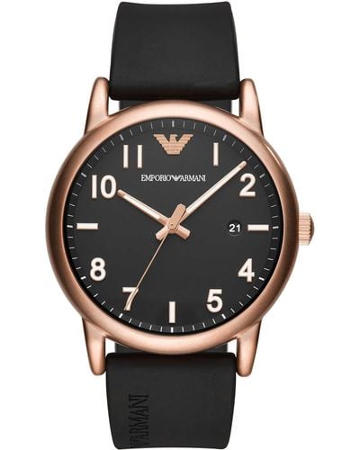 Emporio Armani Analog Quarz Uhr mit Silikon Armband AR11097 - Mehrfarbig