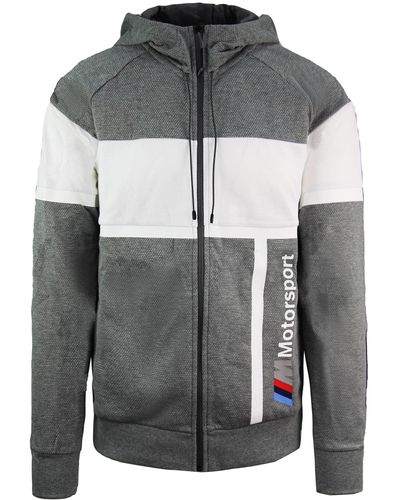 PUMA Bmw M Motorsport Hooded Sweat Jacket in Grey for Men | Lyst UK