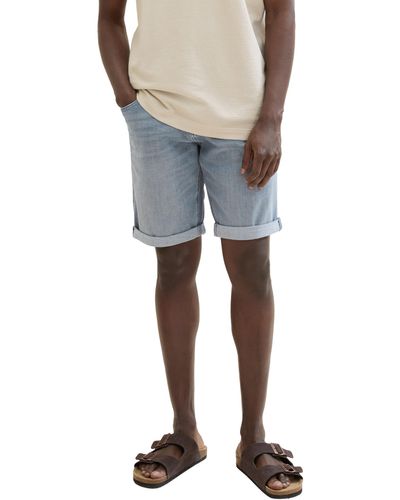 Tom Tailor Slim Jeans Bermuda Shorts mit Stretch - Blau