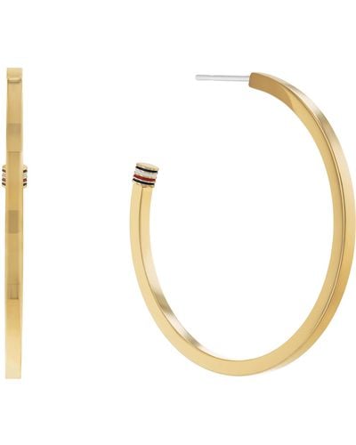 Tommy Hilfiger Jewellery Ionic Plated Thin Gold Steel Hoop Earrings,color: Gold Plated - Metallic