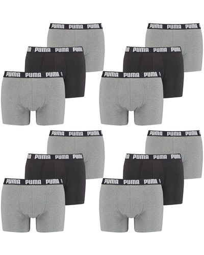PUMA Boxer Briefs Boxershorts Everyday Unterhose Pant Unterwäsche 12 er Pack - Mettallic