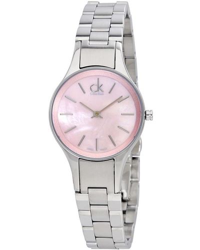 Calvin Klein K432314e Roze Parelmoer Wijzerplaat Horloge