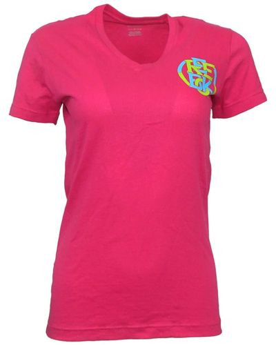 Reebok Crossfit Bright Pink Left Chest Logo V-neck T-shirt