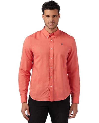 Timberland Tfo Cotton/Linen Long Sleeve Camicia - Rosso
