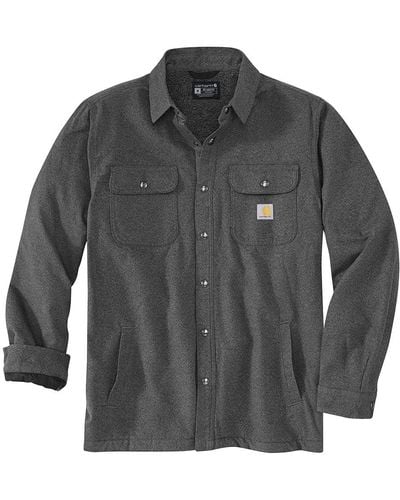 Carhartt Big & Tall Relaxed Fit Flannel Sherpa-lined Shirt Jac - Gray
