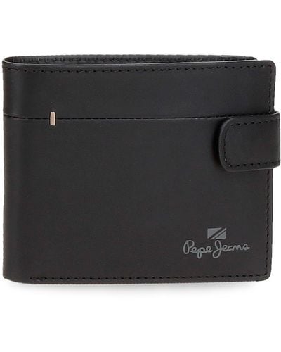 Pepe Jeans Staple Horizontal Wallet With Click-closure Black 11 X 8.5 X 1 Cm Leather