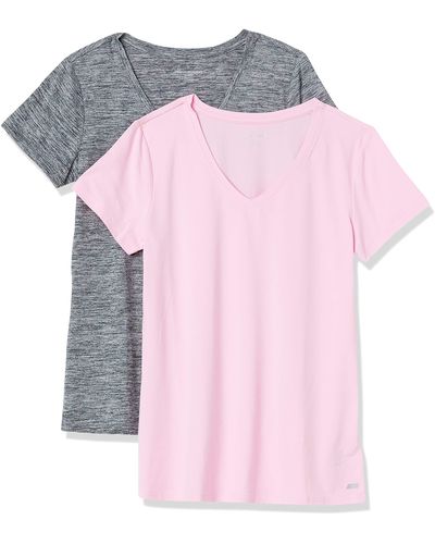 Amazon Essentials T-shirt Tech à manches courtes et col en V - Rose