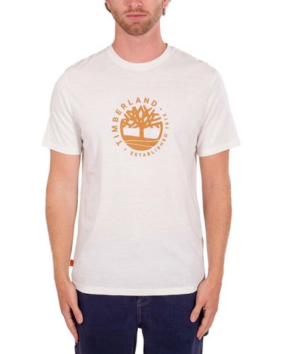 Timberland Shirt Uomo Regular con Logo Circolare - Taglia - Bianco