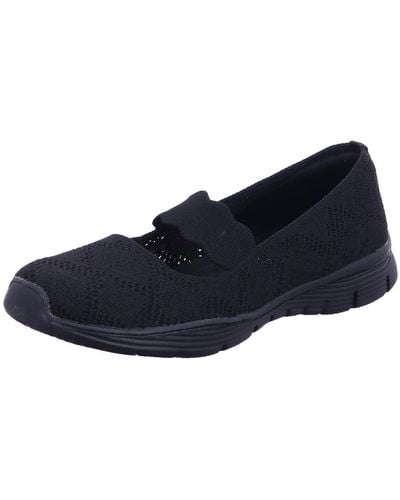 Skechers Seagar Casual Party S Flat Shoes Black 6 Uk - Blue