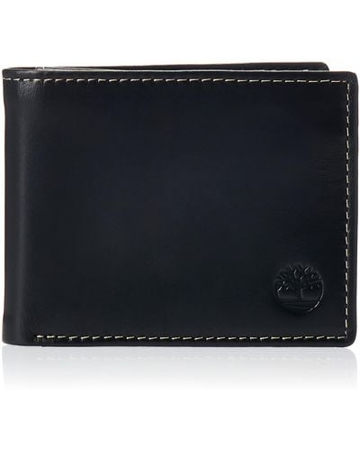 Timberland Leather Passcase Trifold Wallet Hybrid - Black